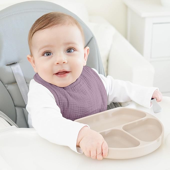 Bearmoss Muslin Baby Drooling Bibs 8 Pack, 100% Cotton Square Adjustable Bandana Bibs Gift for Baby Girls Boys Teething Drool