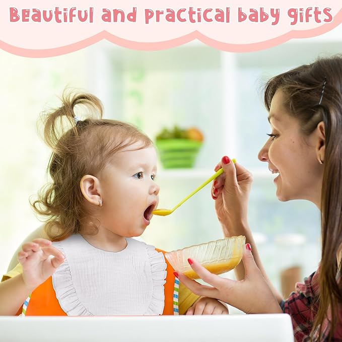 Kenning 18 Pcs Muslin Drool Baby Bibs Baby Girl Ruffle Bibs Absorbent Cotton with Snap Button for Boys Girls