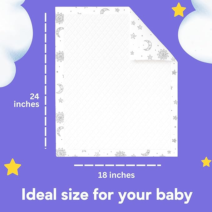 Eli with Love Disposable Baby Changing Pads - Soft, Waterproof & Leakproof Liners Absorbent Underpads - Large Travel Size Diaper Changing Mat for Home, Car, Diaper Bag - (60 Pack, Boho)