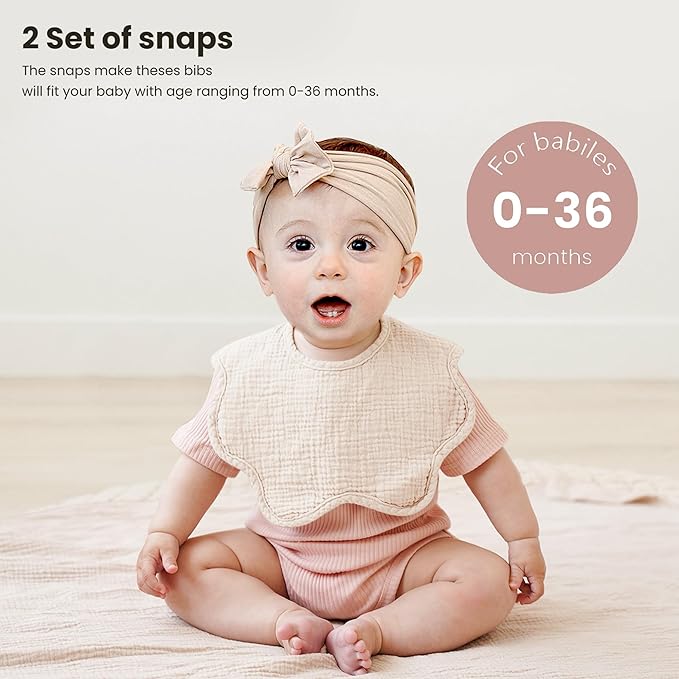 Konssy Muslin Baby Bibs 100% Cotton Absorbent Bandana Drool Bibs for Teething and Drooling, 6-Pack for Baby Boys & Girls