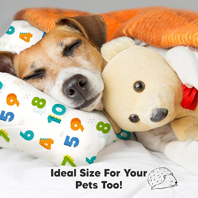 Toddler Pillow with Pillowcase - 13x18 My Little Dreamy Kids Travel Bed Pillows for Sleeping, Organic Cotton Small Pillowcase, Soft & Breathable, Machine Washable, Toddlers 2-5 Years Old (Dino123)