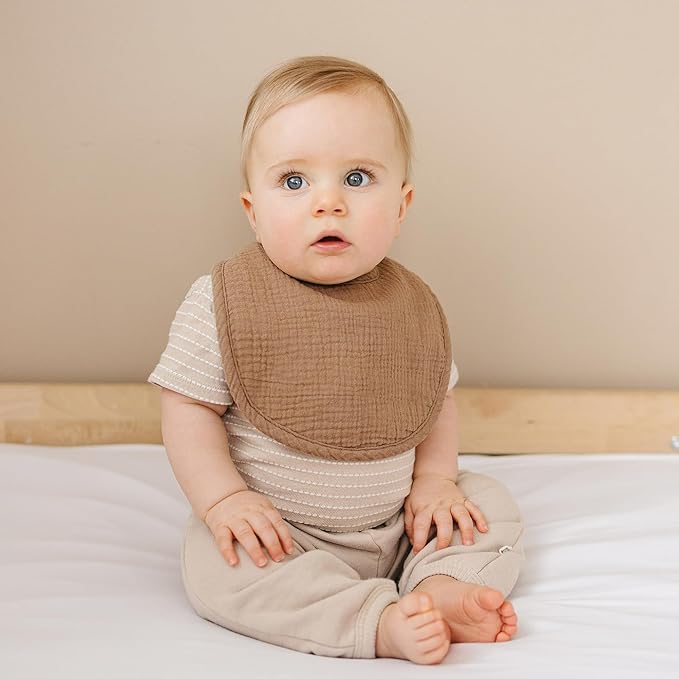 Konssy Muslin Baby Bibs 8 Pack Baby Bandana Drool Bibs Cotton for Unisex Boys and Girls, Soft Absorbent Set for Teething and Drooling