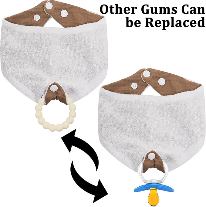 Baby Bandana Bibs & Teethers 6-Pack, 100% Organic Cotton, Super Absorbent & Soft, Unisex for Daily Use & Teething Relief.