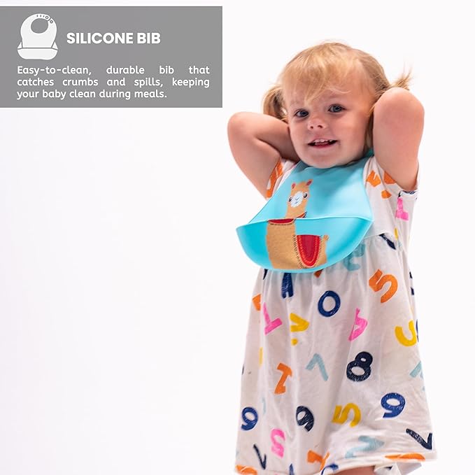 Refresh-a-Baby Feeding Essentials Kit for Feeding on The go Includes: Universal Bottle Top Adaptor Resealable Container Silicone Bib Clear Travel Bag & More (Llama Love)