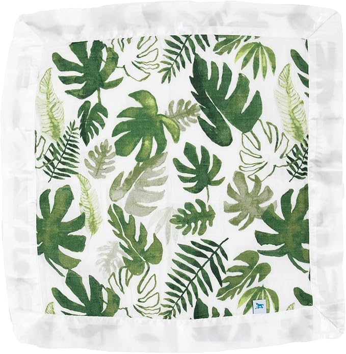 Little Unicorn Security Blankets 3 Pack | 100% Cotton Muslin with Satin Border| Super Soft and Breathable | Baby, Infant, Toddler | Lovey for Boys and Girls | Tropical Leaf