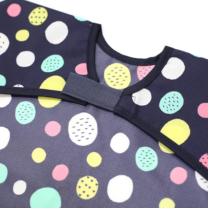 Short Sleeve Waterproof Bib for Toddlers – Feeding Apron for Mealtime, Daycare, Self-Feeding & Messy Play, Baby Bib