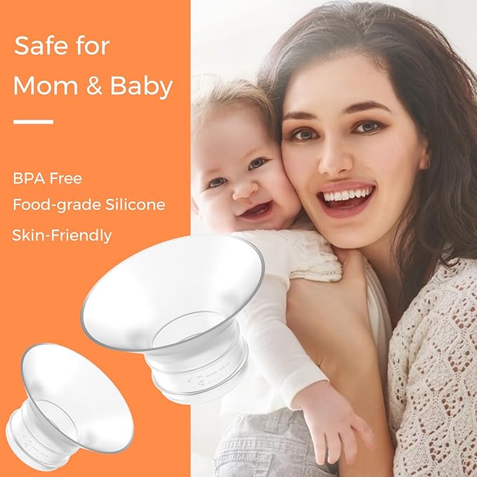 Flange Inserts 19mm 6PCS - Compatible with Momcozy M5/M6/S12 Pro/S9 Pro/V1/V2,Spectra,Medela,Elvie,Lansinoh 24mm Flange - Breast Pump Replacement Pump Parts - BPA Free Silicone,6 Pack
