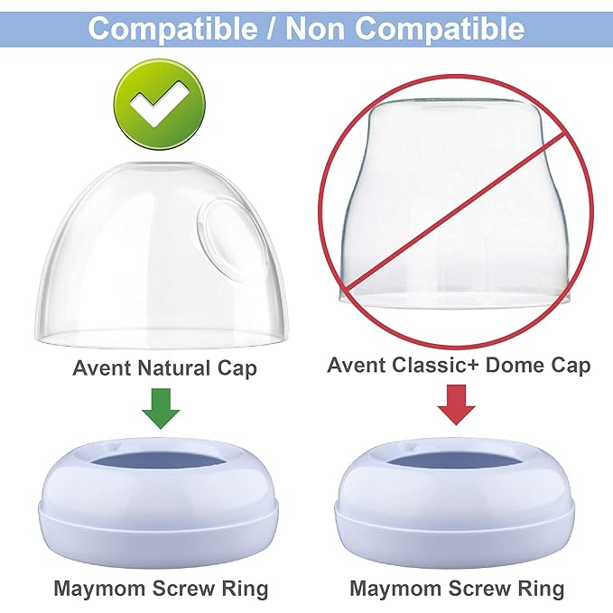 Replacement Screw Ring Compatible with Philips Avent Natural Bottles, PP or Glass Bottles; Not for AntiColi Nipple, Made by Maymom; Replace Avent Natural Screw Ring Collar