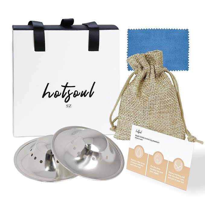 999 Silver Nursing Cups Breathable Design, 999 Silver Nipple Shields Nickle-Free, Silver Nipple Shields for Nursing Newborn Breathable Design