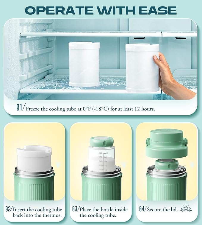 22oz Portable Breast Milk Cooler for Travel - Keeps Milk Fresh for 24 Hours, Large Capacity Breastmilk Chiller with 2 Bottles for Breastmilk Storage, Breastfeeding Essentials for Pumping Moms