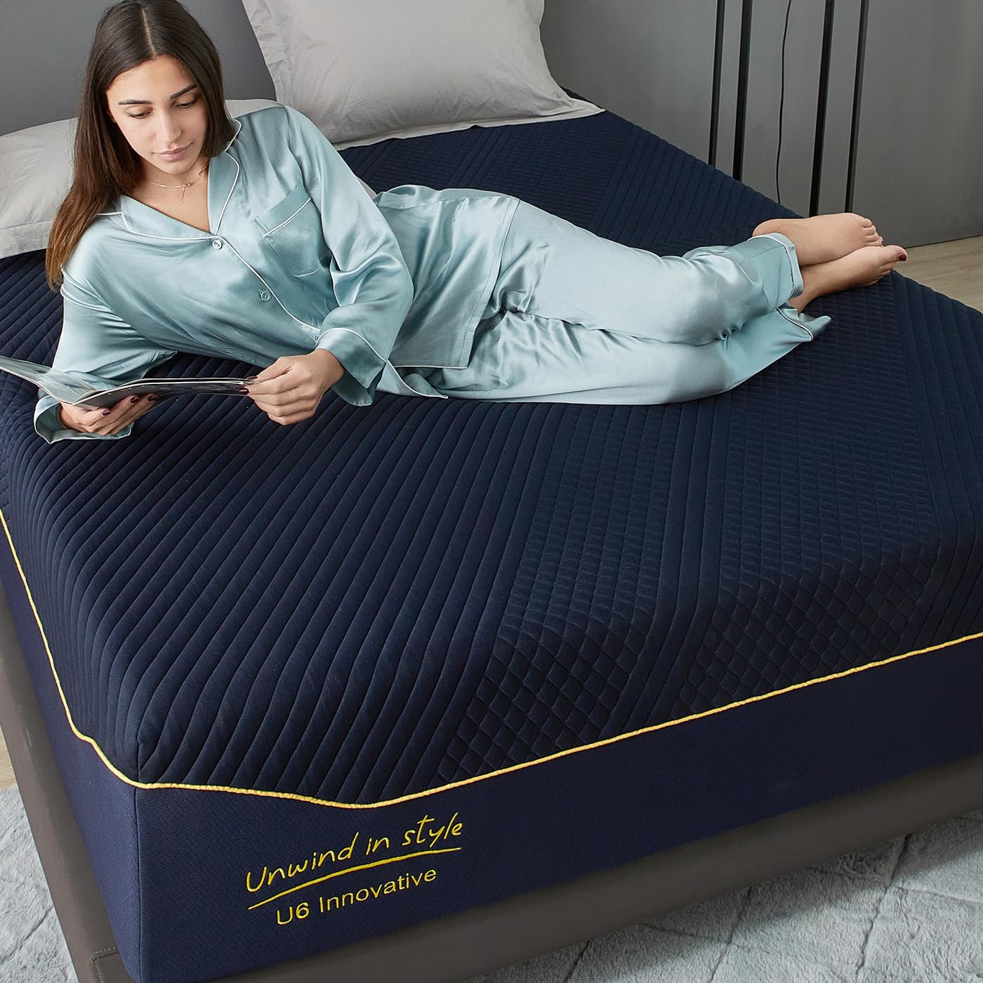 14 Inch King Size Mattress Gel-Infused Memory Foam,Medium with Removable Washable Cover Cooling Gel Bed in a Box,CertiPUR-US Certified,80"X76"X14" Navy Blue King Mattress