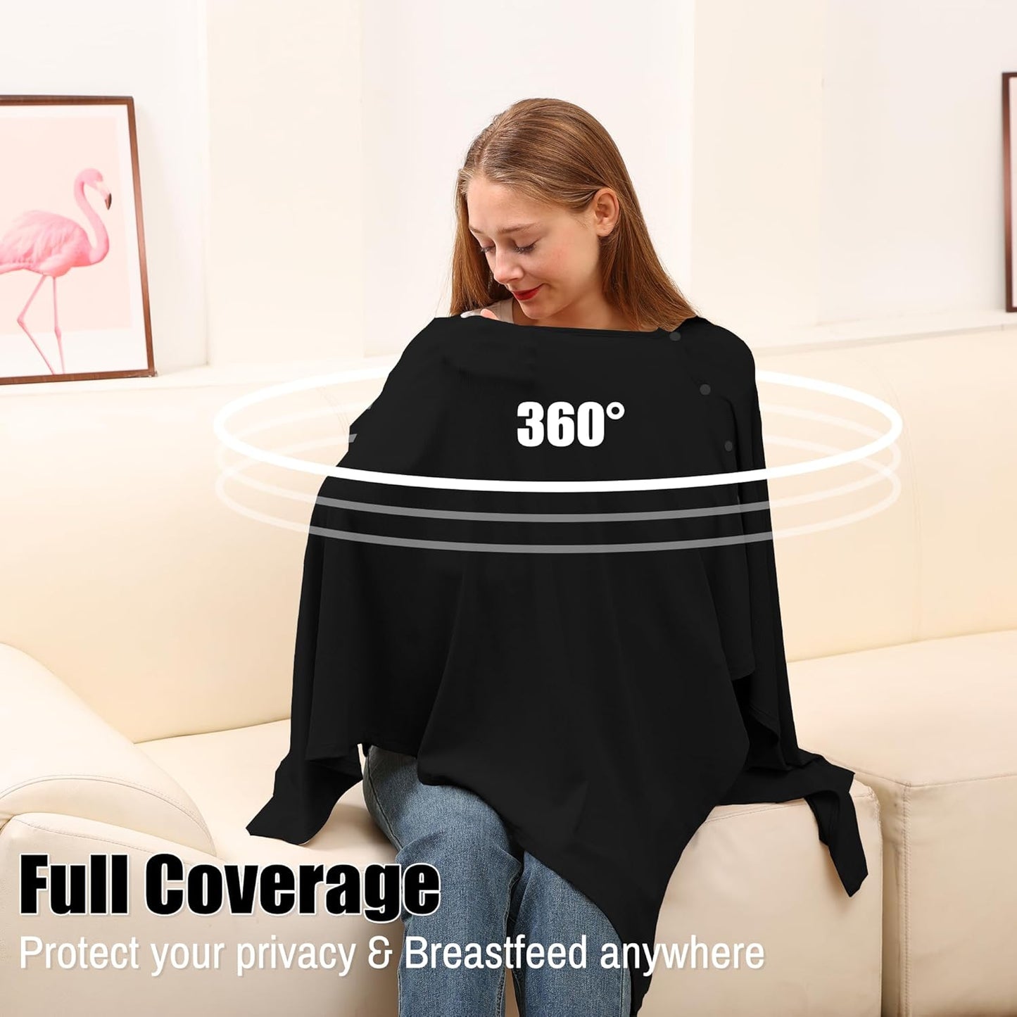 Nursing Cover for Breastfeeding- Viscose from Bamboo Ribbed Covers for Baby Breast Feeding, Full Coverage Privacy, Soft & Breathable Nursing Covers, Multi-Use Shawl Car Seat Cover