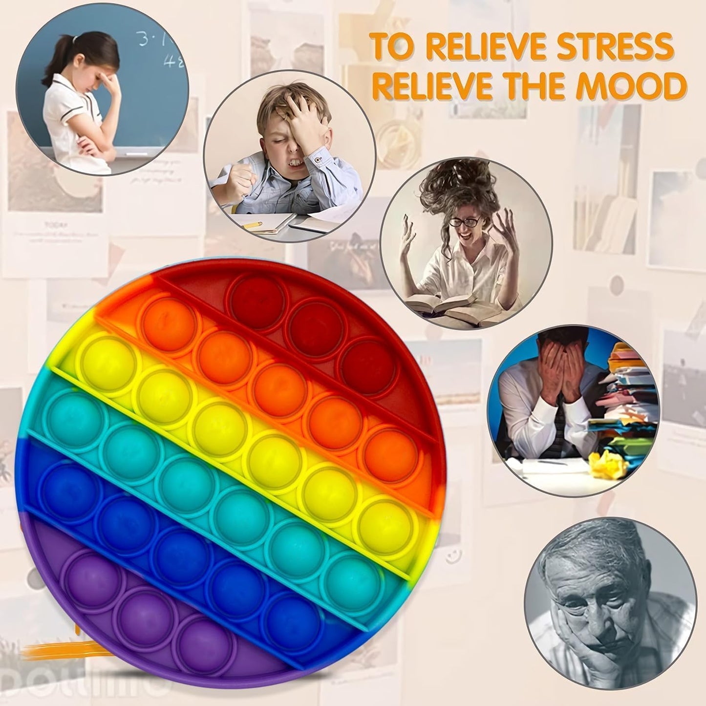 24pcs 5in Random Pop Bubble Fidget Sensory Toys, Pop Toy Bulk for Party Favor, Classroom Student Prizes Easter Basket Goodie Bag Stuffers Christmas Valentine Gift for Kid