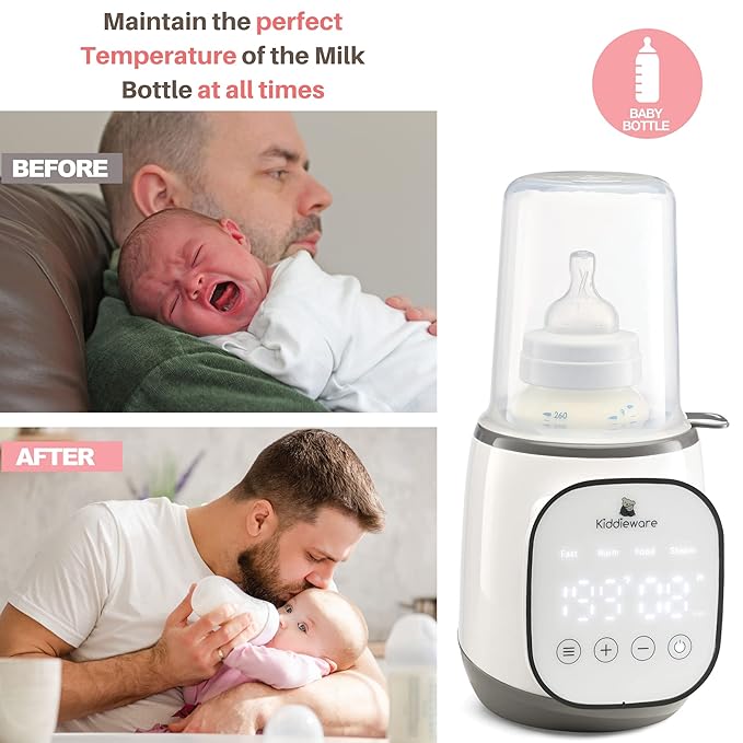 Baby Bottle Warmer for Breastmilk - 5-in-1 Feeding Bottle Warmers for all Bottles, Food Jars, and Breastmilk Bags - Smart Accurate Temperature Control, Automatic Shut-Off Milk Warmer for Baby