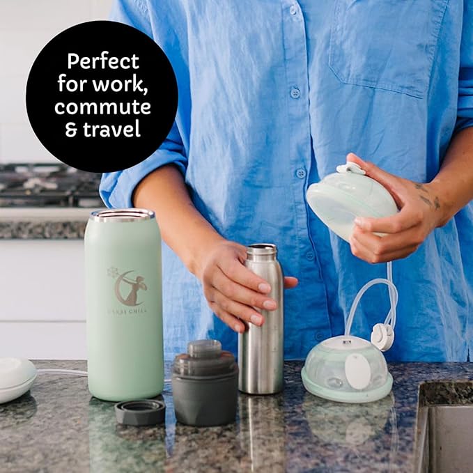 CERES CHILL OG Breastmilk Chiller & Warmer – 12–34oz Portable Breast Milk Cooler, Storage & Baby Bottle for Travel, Work or On-The-Go – Pump Compatible Container – Per My Last Email Steel