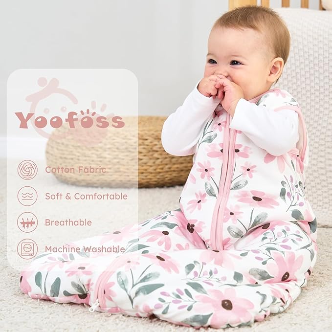 Yoofoss Baby Sleep Sack 12-18 Months, TOG 2.5 Baby Wearable Blanket with 2-Way Zipper, 100% Organic Cotton Fabric Winter Newborn Sleeping sack, Warm Soft Comfy(Large)