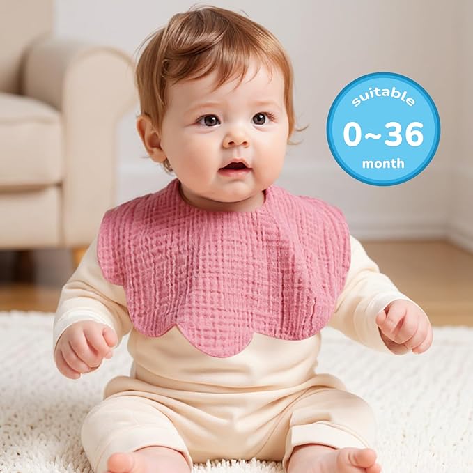 EllieHouse Baby Bibs for Girls Boys 10Pack Muslin Drool Teeth Drooling Teething Bibs Muslin Cotton for Infant Toddler