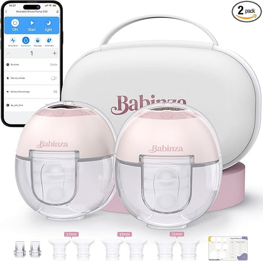 Breast Pump Hands Free, Wearable Breastfeeding Pump with 3 Modes & 9 Levels, Portable Electric Breast Pump with 17/19/21/24MM Flange, LED Display, Leak-Proof Design, 2 Pack (Pink, M)