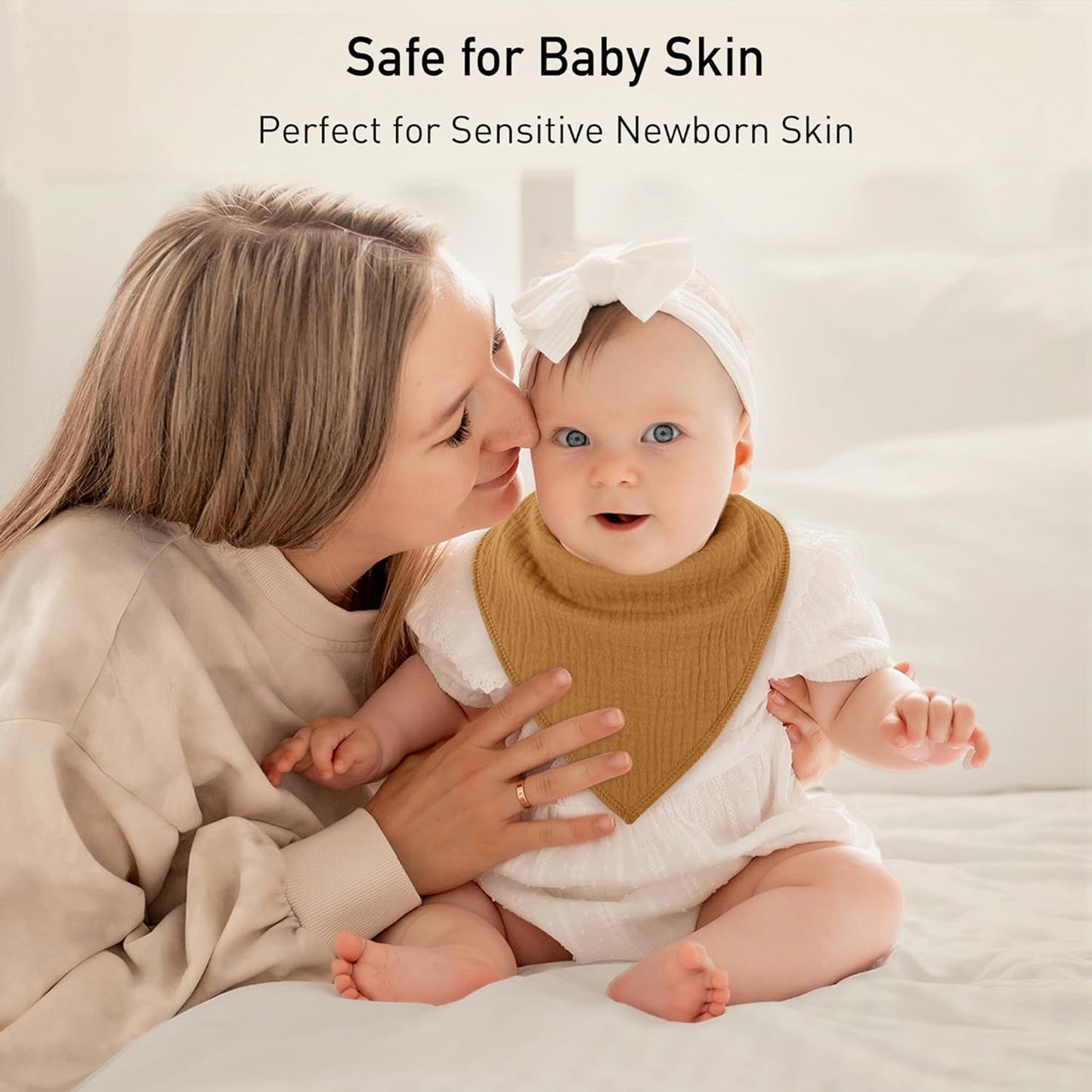 Muslin Baby Bibs 8 Pack, Baby Bandana Drool Bib for Drooling and Teething, Cotton Soft Absorbent for Girls Boys