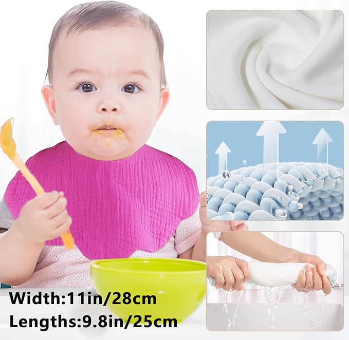 Baby Bibs Muslin Bibs 8 Pack for Drooling and Teething for Unisex Girls Boys