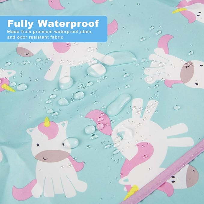 Long Sleeve Bibs For Babies 6-24 Months Full Coverage Shirt Bib for Baby Boys Girls Waterproof Smock Bibs with Sleeves Toddler Mess Free Bib for Eating with Pocket, 3 Pack