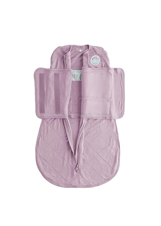 DREAMLAND BABY Bamboo Viscose Swaddle Sleep Sack (0-6 Months). Ultra Soft Swaddle Blanket w/Built in Band. 95% Viscose, 5% Spandex (Mauve)