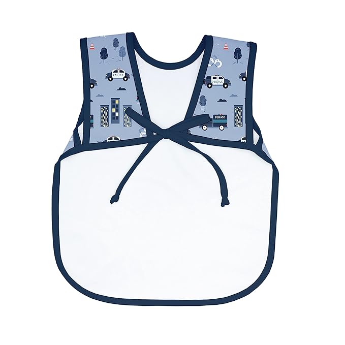 BapronBaby Be Brave - Police Patrol Bapron - No Neck Tie Safer Bib for Baby & Toddler - Soft Waterproof Stain Resistant - Machine Washable - Sz Preschool 3-5yrs
