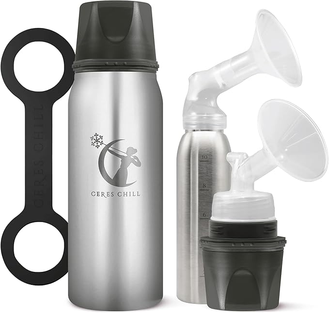 CERES CHILL OG Breastmilk Chiller & Warmer – 12–34oz Portable Breast Milk Cooler, Storage & Baby Bottle for Travel, Work or On-The-Go – Pump Compatible Container – Per My Last Email Steel
