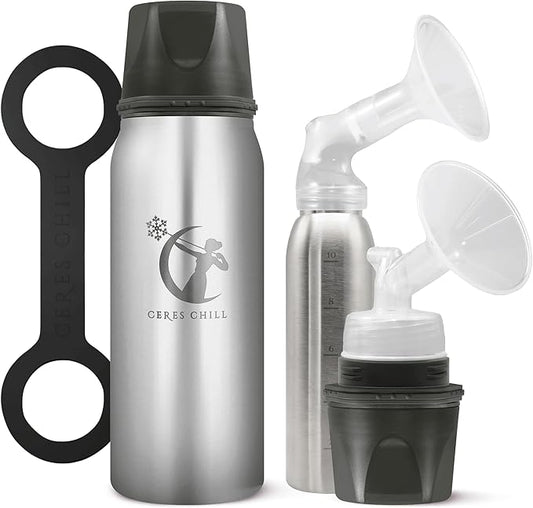 CERES CHILL OG Breastmilk Chiller & Warmer – 12–34oz Portable Breast Milk Cooler, Storage & Baby Bottle for Travel, Work or On-The-Go – Pump Compatible Container – Per My Last Email Steel