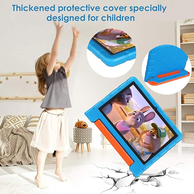 2025 Kids Tablet 10 inch Android 14 Tablets for Kid Octa-Core, 20GB+128GB (TF 1TB), Toddler Tablet with Shockproof Case, 2.4G+5G WiFi 6, Parental Control, Face Unlocked, Split Screen, BT5.0 (Blue)