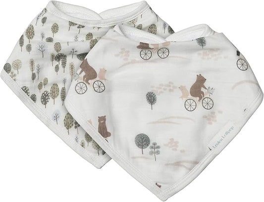 Loulou Lollipop Muslin Bandana Bib Drool Bib Set for Baby Girl and Boy, Adjustable 3 to 36 Months, 2 Pack