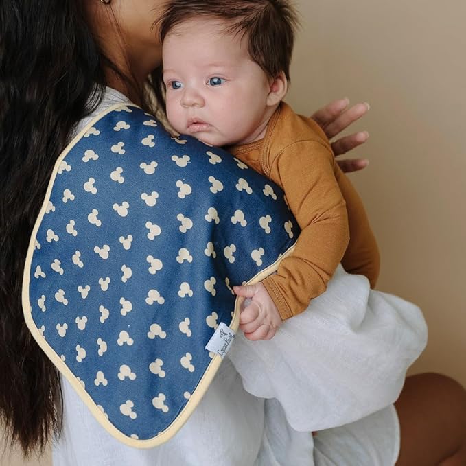 Copper Pearl Baby Burp Cloth Large 21''x10'' Size Premium Absorbent Triple Layer 3-Pack Gift Set Mickey Mouse & Friends