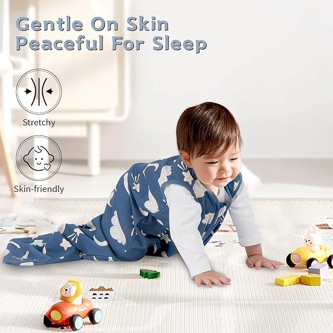 Baby Sleep Sack 6-12 Months,100% Cotton TOG 0.5 Wearable Blanket for Boys and Girls, 3 Pack 2-Way Zipper Lightweight Sleeping Bags for Toddler Newborn Infant