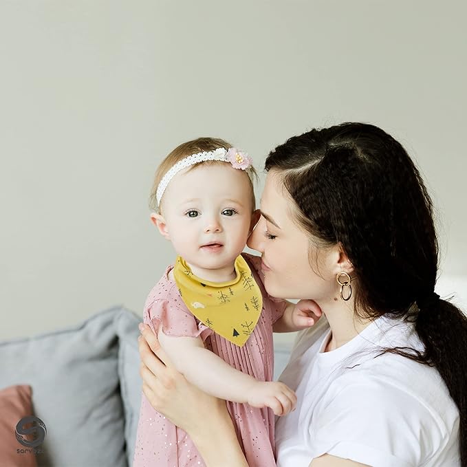 10pcs Baby Bandana Drool Bibs - Age 3 to 24 Months - Ultra Absorbent Organic Cotton Drooling Baby Bibs for Boys and Girl - Safe Nickel Free Snaps For Teething Protection - Unisex Bib Set