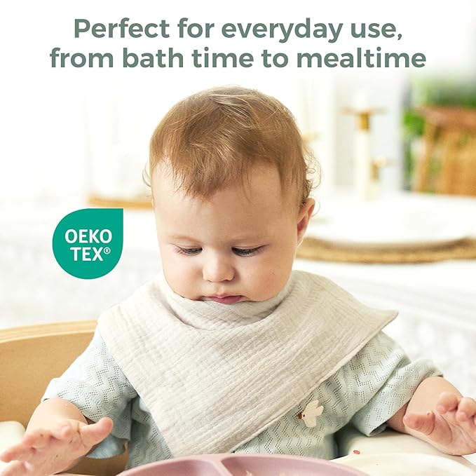 Momcozy Baby Washcloths - 4 Layer Design| Medium Thickness| Soft & Absorbent| Premium Cotton for Newborns' Skin-Great for Bathing, Wiping & on-the-go Use, Shower Gift and Essential(5 Pack, 10x10 inch)