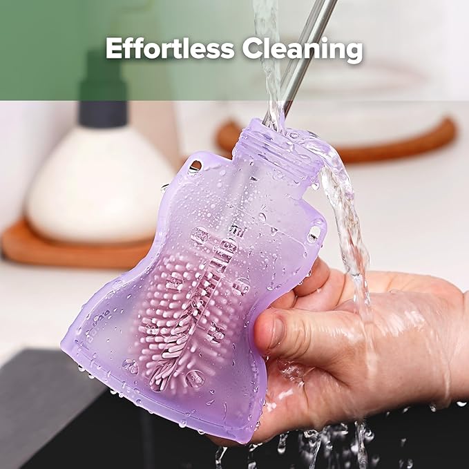 haakaa Yummy Pouch Reusable Baby Food Pouch, Reusable Pouches for Toddlers Kids Squeezable Pouch,Washable Freezer-Make Homemade Organic Food for Babies/Toddlers, 4oz, 2 Pack,6m+(Lavender)