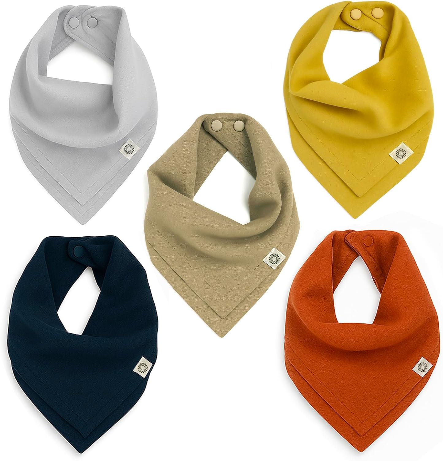 Kishu Baby Indi Organic Baby Bandana Bibs – Fairtrade 4-Way Reversible Drool Bibs for Boys & Girls – Unisex (Set of 5)