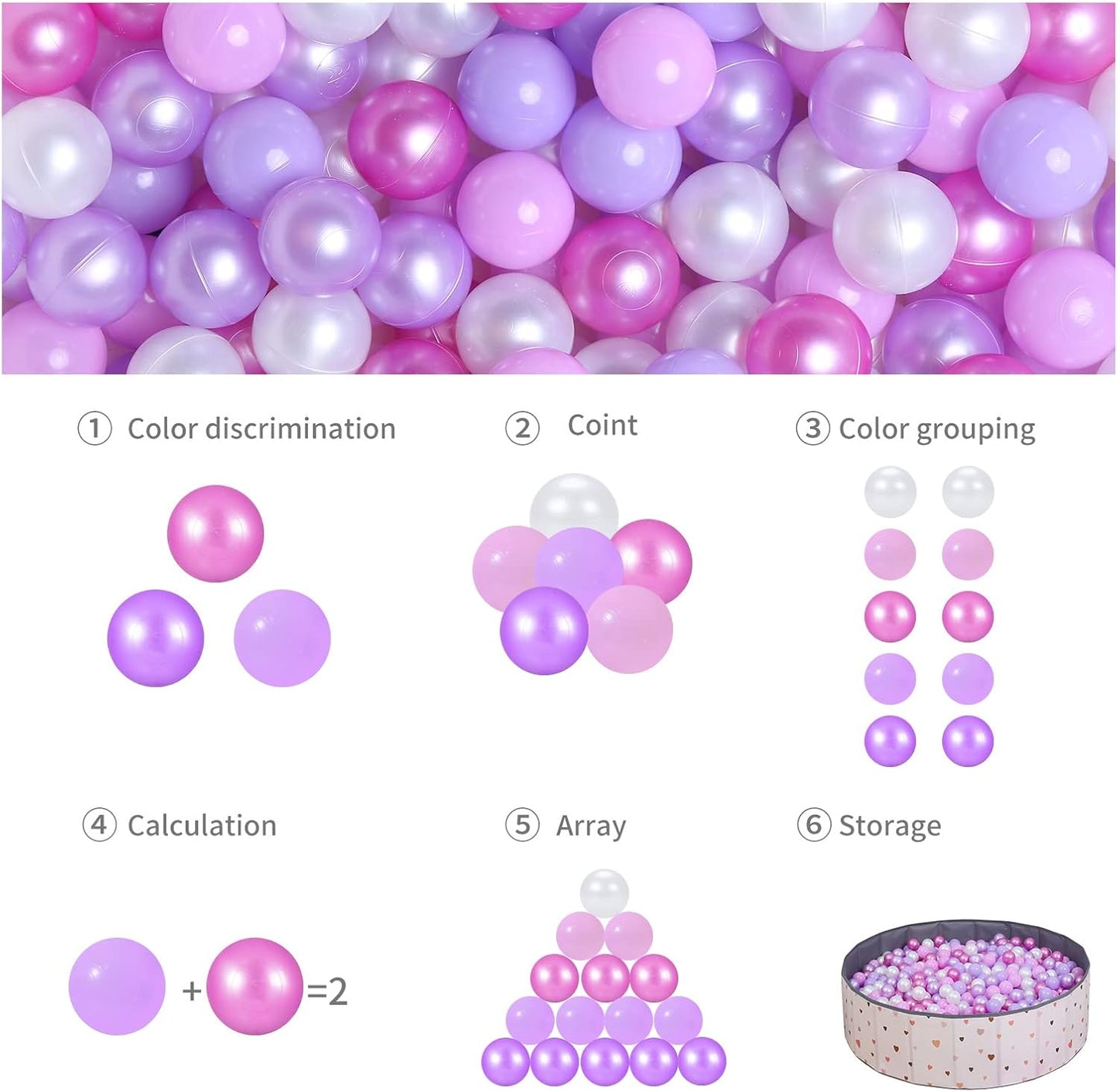 GOGOSO Ball Pits Balls for Toddlers Pack of 50 100 200 Plastics Shape Ball Non-Phthalate Non-BPA Non-Toxic 2.2-Inch Crush Proof Play Balls