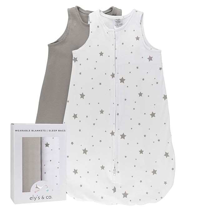 Baby Wearable Blanket - Baby Sleep Sack 100% Interlock Knit Cotton - Sleep Sack 12-18 Months - Comfy Soft Lightweight, 2-Pack Set