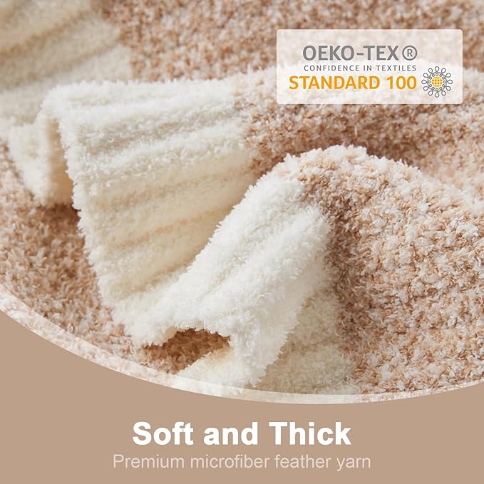 Snuggle Sac Twin Size Beige Blankets for Bed, Super Soft, Warm, Cozy Knit Fuzzy Plush Blankets Oversized for Sofa, Living Room, Heather Beige, 60"x80"