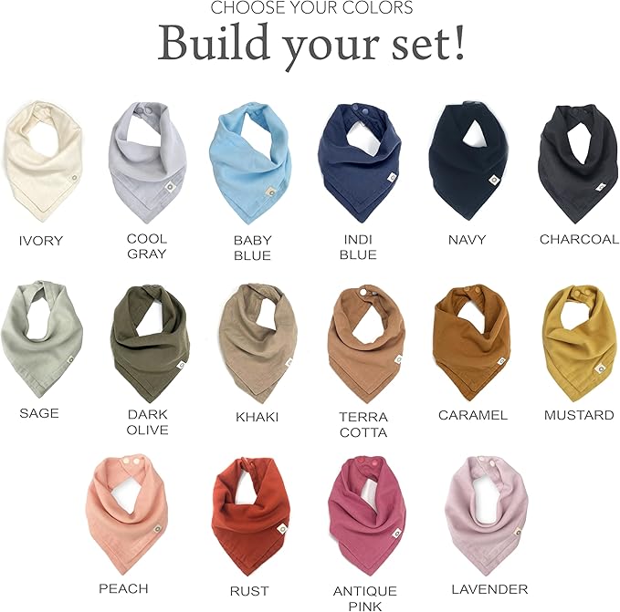 Kishu Baby Indi Organic Baby Bandana Bibs – Fairtrade 4-Way Reversible Drool Bibs for Boys & Girls – Unisex (Set of 5)