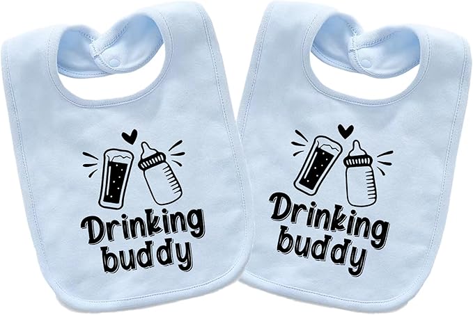 Baby Twins Bibs Drinking Buddy Newborn Baby Bibs Cute Unisex Bibs Set Toddler Baby Boy Girl Bibs