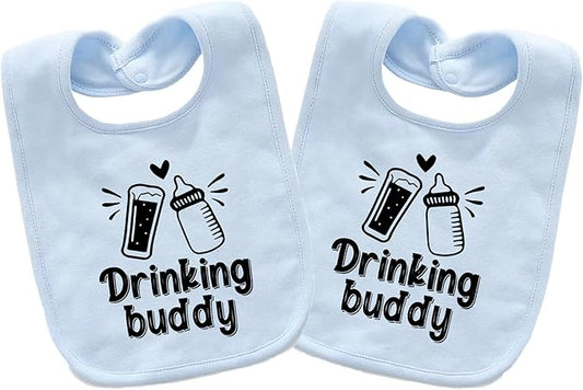 Baby Twins Bibs Drinking Buddy Newborn Baby Bibs Cute Unisex Bibs Set Toddler Baby Boy Girl Bibs