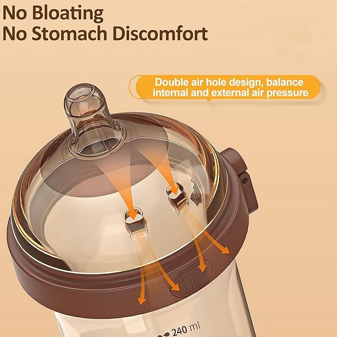 PPSU Baby Bottle, Bottles for Breastfed Babies with Handles and Straw, Flip-top Anti-Colic Baby Bottles 8oz/240mL 6-12 Months