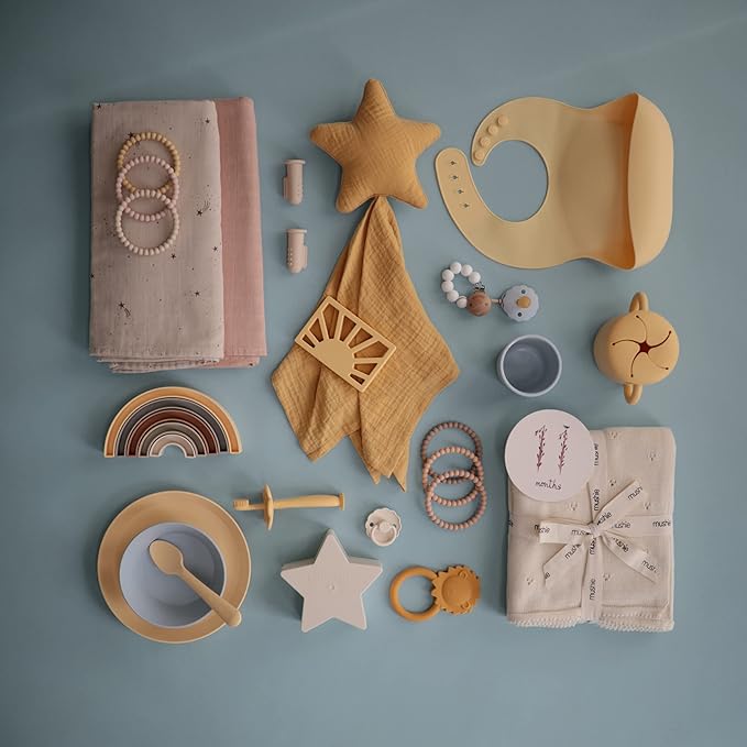 mushie Muslin Baby Swaddle Blanket | 100% Organic Cotton (Rose Vanilla)