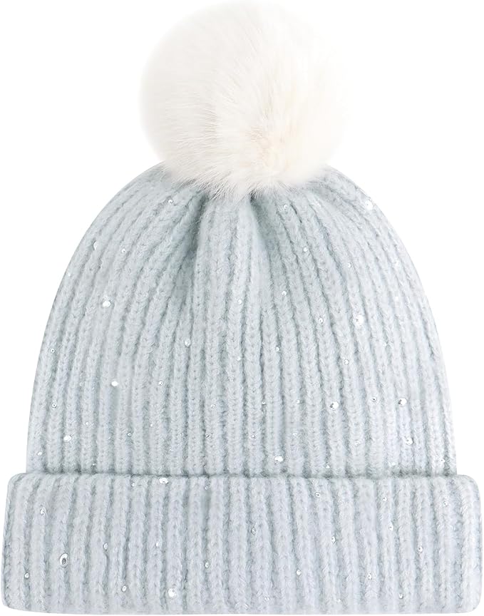 Girls Winter Hat Warm Toddler Beanie with Pom Pom Winter Hats for Baby and Kids