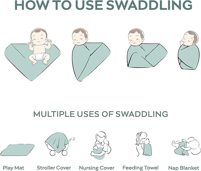 JELLYMONI Muslin Swaddle Blankets for Unisex, 2 Pack Newborn Receiving Blanket, Large 47 x 47 inches Soft Breathable Muslin Baby Blanket for Newborn Boys & Girl