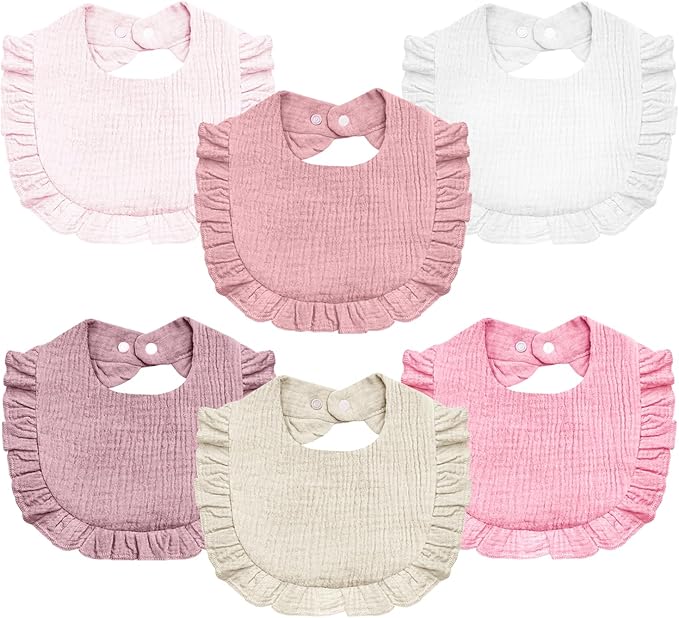 Baby Muslin Bibs,6 Pcs Drool Bandana Bibs for Baby Girl Drooling and Teething,Soft and Absorbent Cotton for Newborn