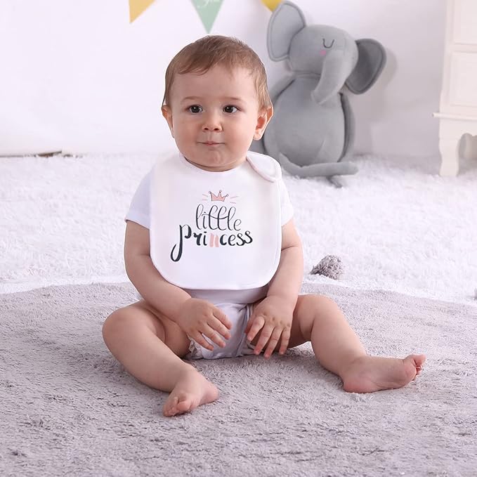 Maiwa 6 Pack Waterproof Cotton Baby Bibs for Girls Boys for Drooling Eating with Snaps