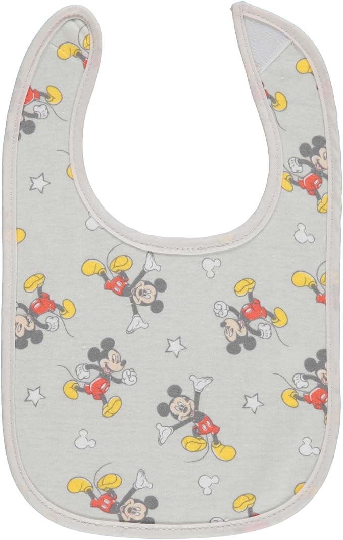 Disney 10-Pack Mickey Mouse Baby Bibs – Ten Soft, Absorbent, and Adjustable Cotton Bibs for Mess Free Meals